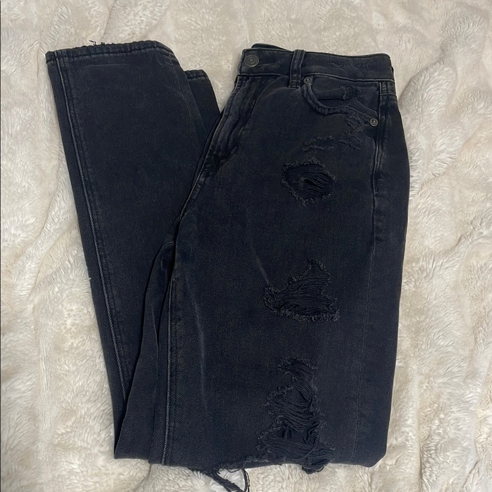 American Eagle Outfitters Black Distressed Boyfriend Jeans